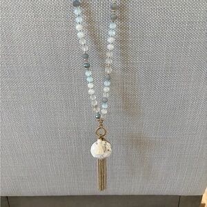 Park Lane Elegant White and Gold Beaded Necklace